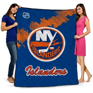 new york islanders nhl shield blue quilt blanket best selling