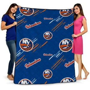new york islanders sketch lines blue quilt blanket best selling