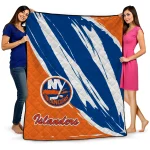 New York Islanders Stroke Art Blue White Quilt Blanket 1 new york islanders stroke art blue white quilt blanket best selling