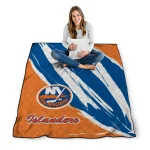 new york islanders stroke art blue white quilt blanket best selling