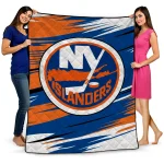 new york islanders wild lines blue white quilt blanket best selling