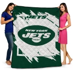 new york jets block border green quilt blanket best selling