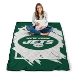 new york jets block border green quilt blanket best selling