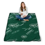 new york jets sketch lines green quilt blanket best selling