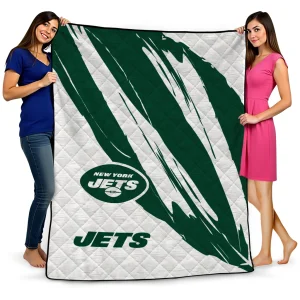 new york jets stroke art green white quilt blanket best selling