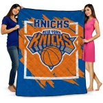 new york knicks block border blue quilt blanket best selling