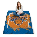new york knicks block border blue quilt blanket best selling