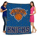 new york knicks brick grid blue quilt blanket best selling