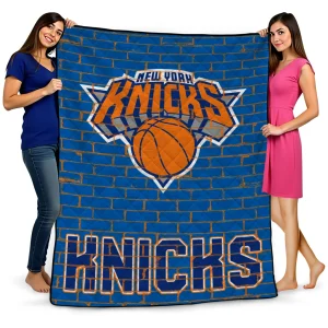new york knicks brick grid blue quilt blanket best selling