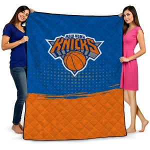 new york knicks dot illusion blue quilt blanket best selling