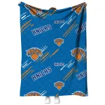 new york knicks sketch lines blue quilt blanket best selling