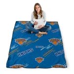 new york knicks sketch lines blue quilt blanket best selling