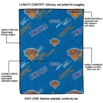 new york knicks sketch lines blue quilt blanket best selling
