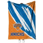 new york knicks stroke art blue white quilt blanket best selling