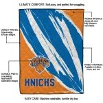 new york knicks stroke art blue white quilt blanket best selling