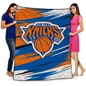 new york knicks wild lines blue white quilt blanket best selling