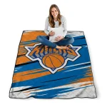 new york knicks wild lines blue white quilt blanket best selling