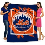 new york mets block border blue quilt blanket best selling