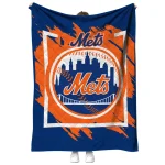 new york mets block border blue quilt blanket best selling