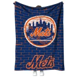 new york mets brick grid blue quilt blanket best selling