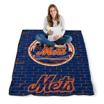 new york mets brick grid blue quilt blanket best selling