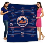 new york mets handdrawn stripes blue quilt blanket best selling