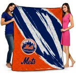new york mets stroke art blue white quilt blanket best selling