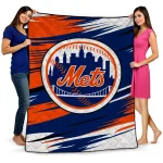 new york mets wild lines blue white quilt blanket best selling