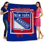 new york rangers block border blue quilt blanket best selling