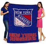 new york rangers brick grid blue quilt blanket best selling