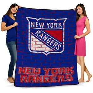 new york rangers brick grid blue quilt blanket best selling