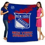 new york rangers nhl shield blue quilt blanket best selling