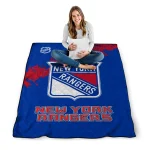 new york rangers nhl shield blue quilt blanket best selling