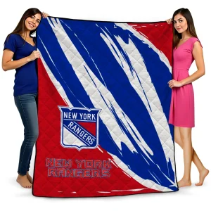 new york rangers stroke art blue white quilt blanket best selling