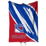 new york rangers stroke art blue white quilt blanket best selling