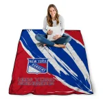 new york rangers stroke art blue white quilt blanket best selling
