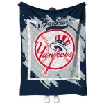 new york yankees block border navy quilt blanket best selling