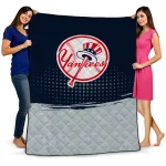 new york yankees dot illusion navy quilt blanket best selling