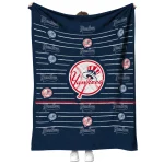 new york yankees handdrawn stripes navy quilt blanket best selling