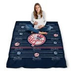 new york yankees handdrawn stripes navy quilt blanket best selling