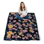 new york yankees hibiscus foliage navy quilt blanket best selling