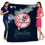 New York Yankees League Patch Navy Quilt Blanket 1 new york yankees league patch navy quilt blanket best selling