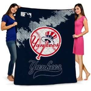 new york yankees league patch navy quilt blanket best selling