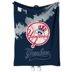 new york yankees league patch navy quilt blanket best selling