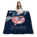 new york yankees league patch navy quilt blanket best selling