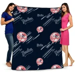 new york yankees sketch lines navy quilt blanket best selling