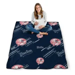 new york yankees sketch lines navy quilt blanket best selling
