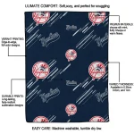 new york yankees sketch lines navy quilt blanket best selling