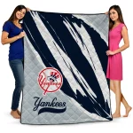 new york yankees stroke art navy white quilt blanket best selling