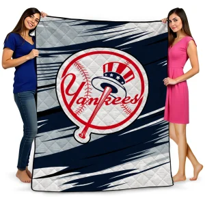 new york yankees wild lines navy white quilt blanket best selling